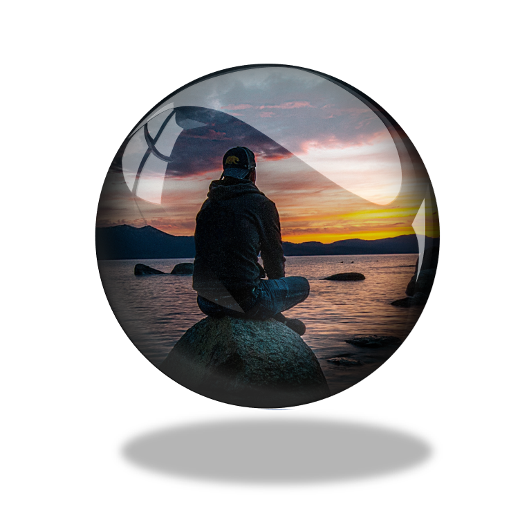 Empathy for a person sitting in an unusual situation on a rock in the middle of water