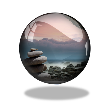 Image representing a spiritual outlook across a stony beach