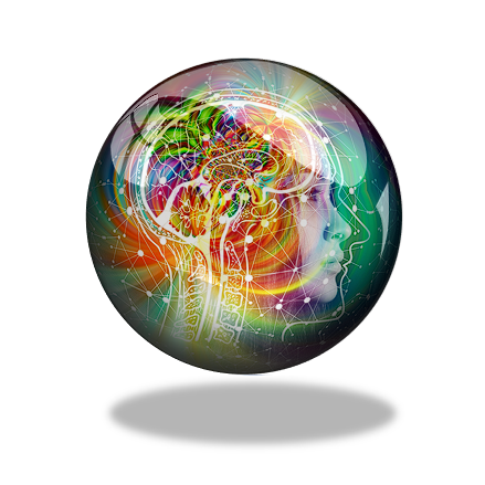 Refining intuition - colourful head in glass orb courtesy Geralt via Pixabay
